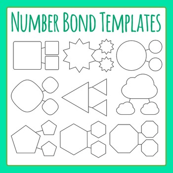 Preview of Number Bond Template - 2D Shape Math Addition Templates Clip Art / Clipart