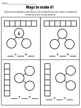 Preview of Number Bond Worksheets - Ways to make 6, 7, 8