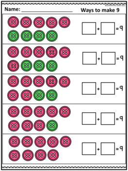 Number Bond Worksheets-Distance Learning Packet First Grade by Learning