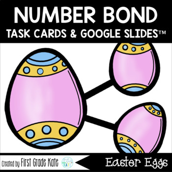 Preview of Distance Learning Number Bond Task Cards - Print & Digital - Easter Eggs