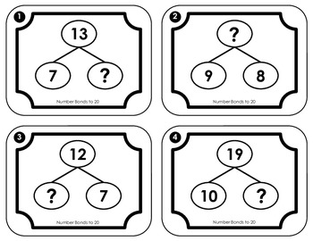 Task Cards • Number Bonds • Addition and Subtraction Facts to 20