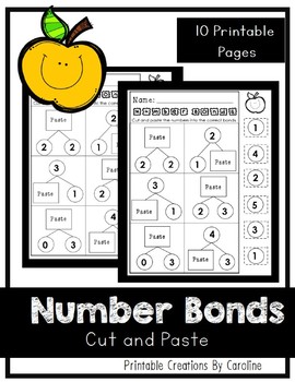 Preview of Number Bonds. Cut and Paste. Kindergarten/First Grade. Common Core.