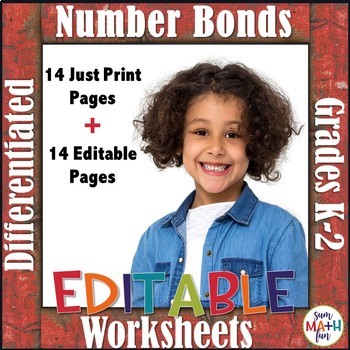 Preview of Fall Worksheets: Number Bonds - Differentiated Editable Pages