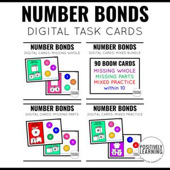 Preview of Number Bonds Digital Boom Cards Bundle with Differentiated Task Cards