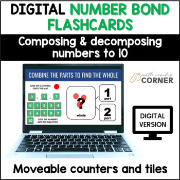 Preview of Number Bonds Flash Cards for Combinations through 10 (DIGITAL)