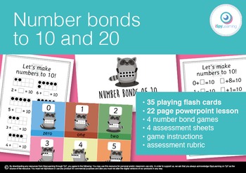 Preview of Friends of 10 &20 Number Bonds Game, Powerpoint, Activity Sheets & Teaching Pack