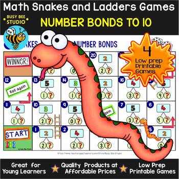 Snakes Ladders Number Bonds To 20 Game With Counters KS1/homeschooling 