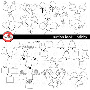 Preview of Number Bonds Holiday Clipart by Poppydreamz