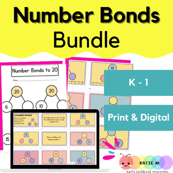 Preview of Number Bonds Interactive Lesson & Printables BUNDLE Google Slides / Nearpod