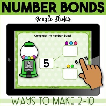 Preview of Number Bonds Kindergarten Google Slides interactive digital math activity