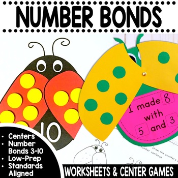 Preview of Number Bonds Craft & Worksheets Composing and Decomposing Numbers to 10