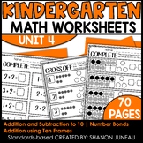 Number Bonds and Addition and Subtraction Math Worksheets for Kindergarten