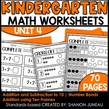 Preview of Number Bonds, Addition & Subtraction, Ten Frames Kindergarten Math Assessments
