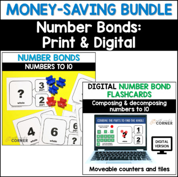 Preview of Number Bonds/Combination for Numbers to 10 for Kindergarten, Print and Digital