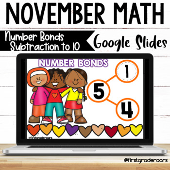 Preview of Number Bonds Subtraction Digital November Google Slides 