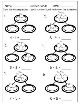 number bonds subtraction worksheets by kids education land tpt