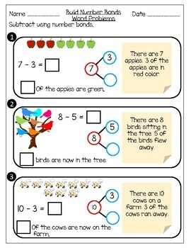 number bonds subtraction worksheets by kids education land tpt