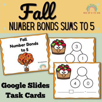 Preview of Number Bonds Sums 1-5 Task Cards Fall | Addition and Subtraction to 5