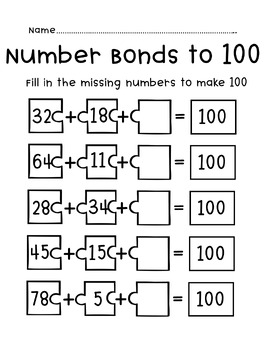 Number Bonds To 100 | Math Addition Worksheets – Free by BuddyLearn