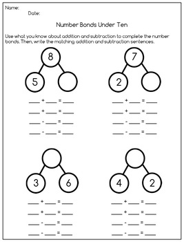 Number Bonds Under Ten by The Productive Teacher | TPT