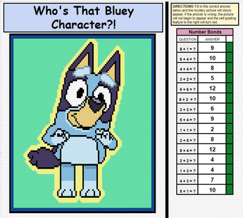 Preview of Number Bonds (Up to 12) Bluey Pixel Art