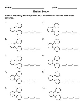 Number Bonds Worksheet - Blank by Naiching Liu | TpT