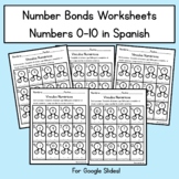 Number Bonds Worksheets 0-10 in Spanish- Remote Learning G
