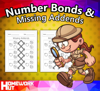 Preview of Number Bonds and Missing Addends Worksheets