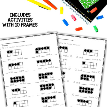 Number Bonds Composing and Decomposing Worksheets and Ten Frames