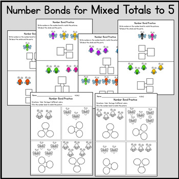 number bonds for kindergarten beginner pictures for number bonds 6 pages