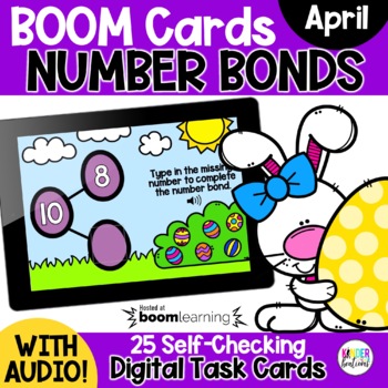 Preview of Number Bonds to 10 Math Boom Cards | Digital Math Games | April