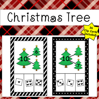 Number Bonds to 10 - Missing Addend Clip Cards (Christmas Tree Theme)