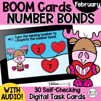 Preview of Number Bonds to 10 | Valentine Boom Cards | Digital Math Games | February