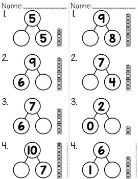 number bonds to 10 worksheets by catherine s teachers pay teachers