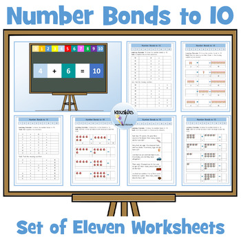 number bonds to 10 worksheets by inspire and educate tpt