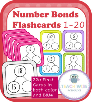 Preview of Number Bonds to 20 - Flash Cards - Fluency - Math Center Games