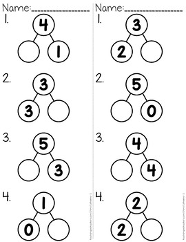 number bonds to 5 worksheets by catherine s teachers pay teachers