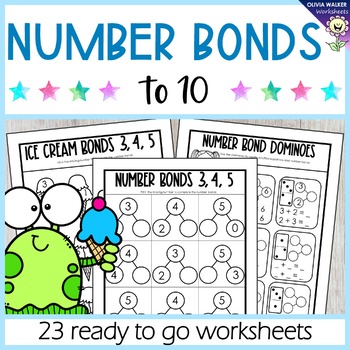 Preview of Number Bonds to Ten - Splitting Numbers Up to 10 - Part Part Whole Worksheets