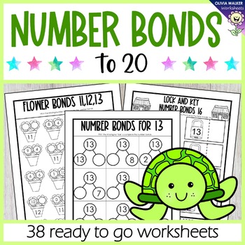 Preview of Number Bonds to Twenty - Splitting Numbers 11 - 20 Part Part Whole Worksheets