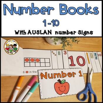 Preview of Number Books 1-10 with Auslan Australian signs.
