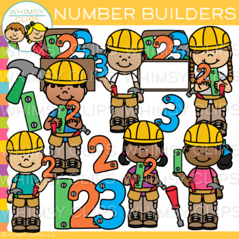 Preview of Construction Kids Number Builders Math Clip Art