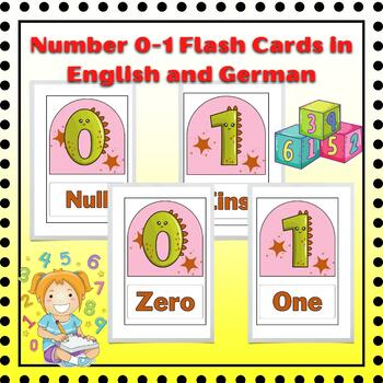 Preview of Number Cards 0-10, Number Words, Bilingual English German Numbers