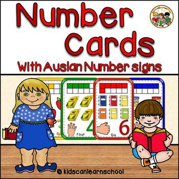 Preview of Number Cards 1-10 with Auslan Number signs-Back to School