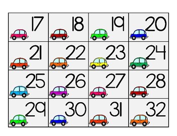 Number Cards 1-100 Transportation Theme by Julie Ross | TPT