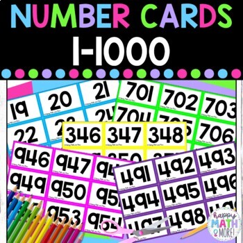Preview of Number Cards 1-1000 MATH CENTERS ADDITION SUBTRACTION COMPARE ORDER