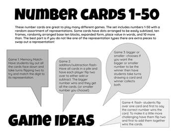 Preview of Number Cards 1-50