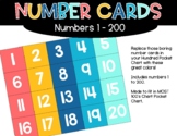 Number Cards - 1 to 200 - Pocket Chart - Summer Beach Color Theme