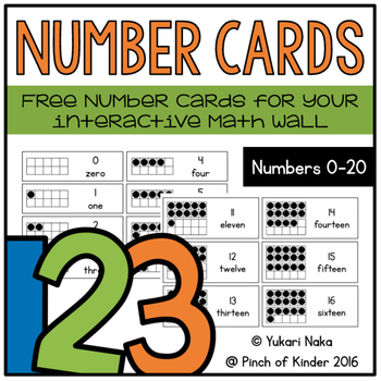Preview of Number Cards: Free Number Cards for your Interactive Math Wall