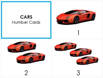 Preview of Number Cards with Cars (1-10)