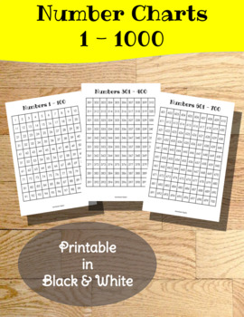Preview of Number Chart 1 - 1000 | Printable Black & White